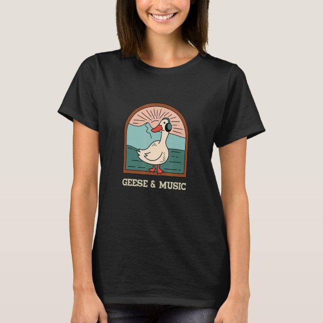 T-shirt Oies et notes musicales Musicien Cute Goose Clef (Devant)