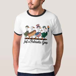 T-shirt Oies Patriotiques en Marche Drôle 4 Juille