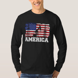 T-shirt Oilfield Us Drapeau Forage Fracking Huile de Frack