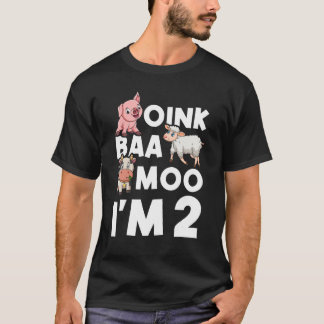 T-shirt Oink Baa Moo I'm 2 Enfants Anniversaire Naissance