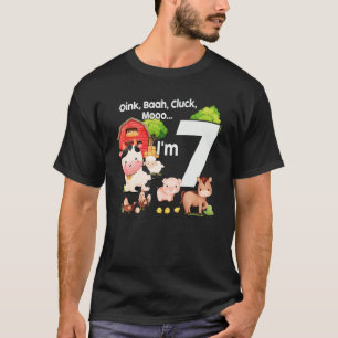 T-shirt Oink Baa Moo I'm 7 thème de la ferme Anniversaire 