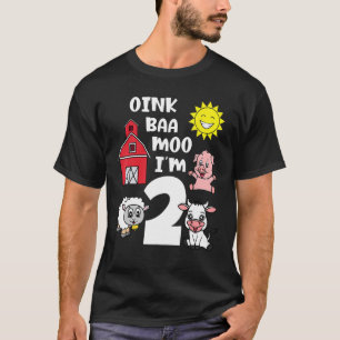 T-shirt Oink Baa Moo Je suis deux 2 enfants Toddler Farmer