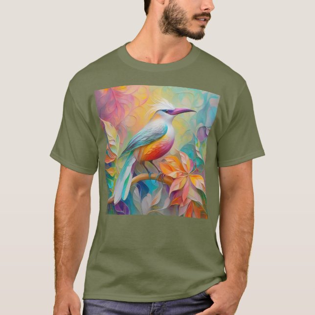 T-shirt Oiseau à poitrine rouge à bec rose (Devant)