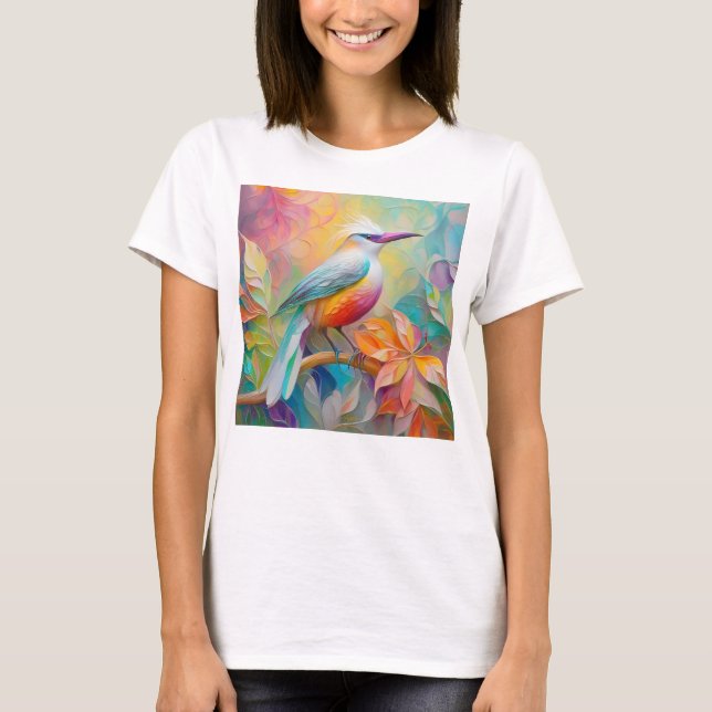 T-shirt Oiseau à poitrine rouge à bec rose (Devant)