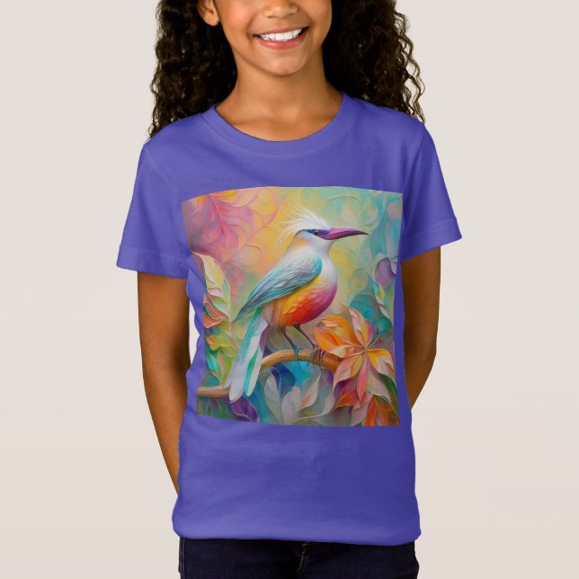 T-Shirt Oiseau à poitrine rouge à bec rose (Devant)