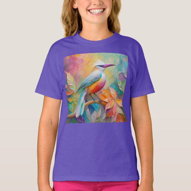 T-shirt Oiseau à poitrine rouge à bec rose (Devant)