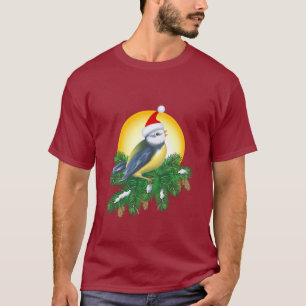 T-shirt Oiseau à Santa Hat