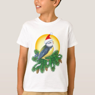 T-shirt Oiseau à Santa Hat