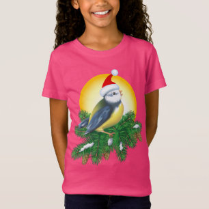 T-Shirt Oiseau à Santa Hat