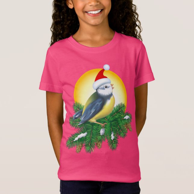 T-Shirt Oiseau à Santa Hat (Devant)