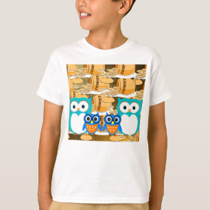 T-shirt Oiseau animal mignon de hibou de nourriture de