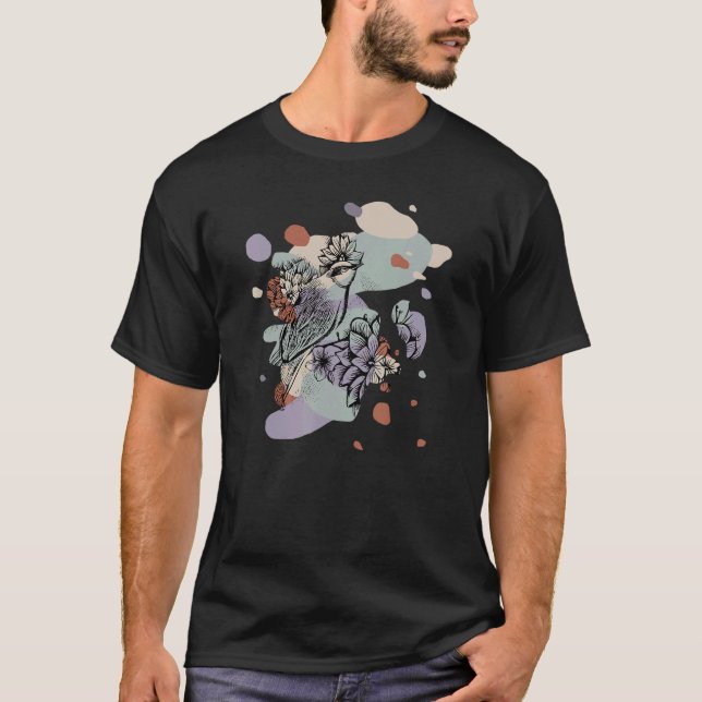 T-shirt oiseau avec fleurs (Devant)