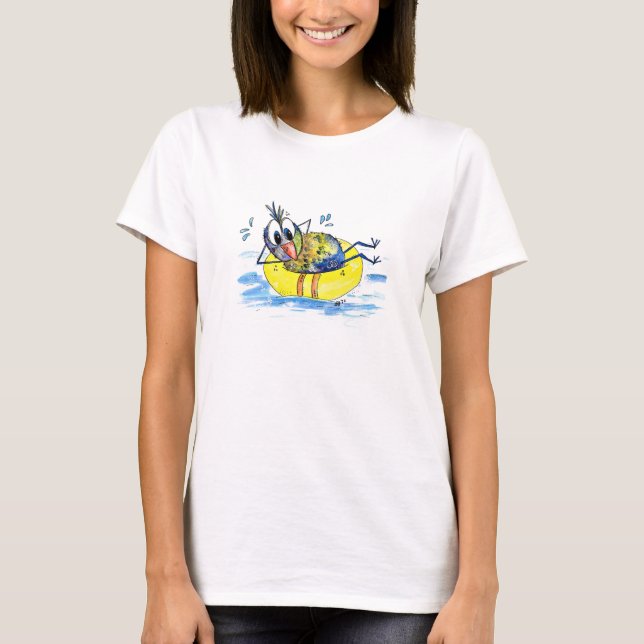 T-shirt Oiseau blanc mignon sur flotteur (Devant)