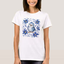 Oiseau bleu avec des fleurs