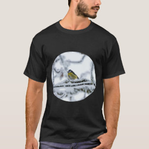 T-shirt Oiseau bleu Tit perché sur une branche de neige