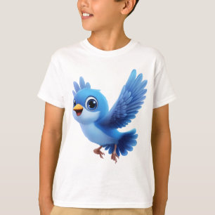 T-shirt Oiseau Bleu Volant – Personnage de Dessin Animé En