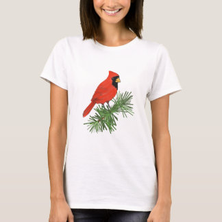 T-shirt Oiseau cardinal rouge sur pin