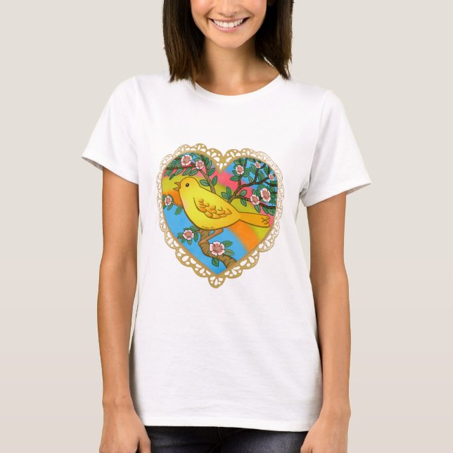 T-shirt Oiseau-Coeur jaune (Devant)