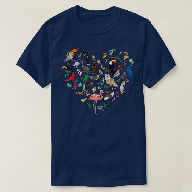 T-shirt Oiseau Coeur - Oiseau Observation Oiseau Oiseau Oi (Design devant)