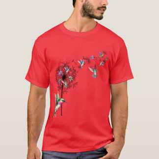 T-shirt Oiseau Colibri Dandelion Fleurs Pour amis