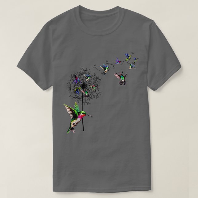 T-shirt Oiseau Colibri Dandelion FleursPour Femmes Hommes (Design devant)