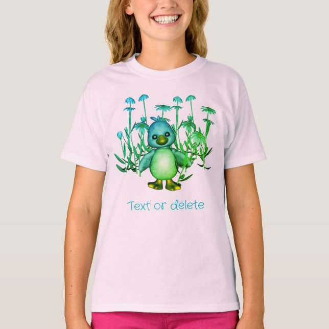 T-shirt Oiseau Coloré Et Fleurs Faisées Mignonnes Personna (Devant)