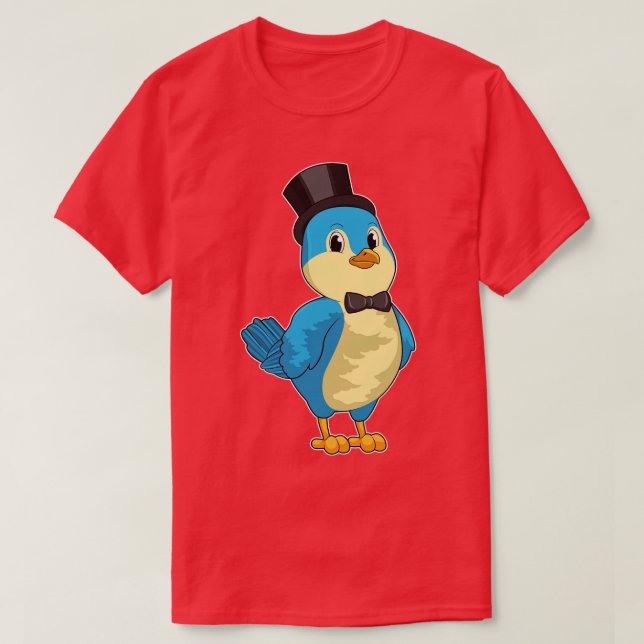 T-shirt Oiseau comme chambre avec ruban (Design devant)