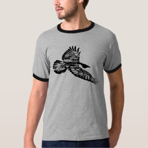 T-shirt Oiseau corbeau noir en vol