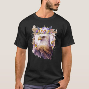 T-shirt Oiseau D'Aigle De Prey Fleur Couronne Florale Oise