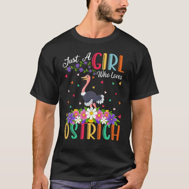 T-shirt Oiseau D'Autruche Juste Une Fille Qui Aime L'Autru (Devant)