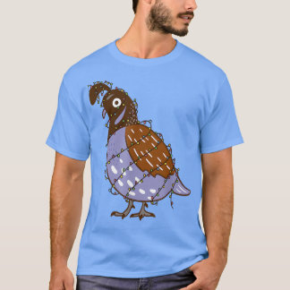 T-shirt Oiseau de caille avec les lumières de Noël Costume
