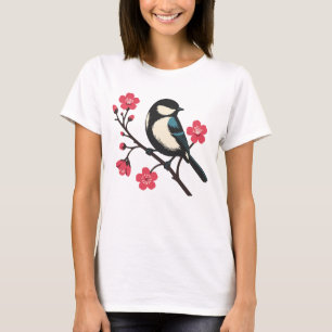 T-shirt Oiseau de cerisier en fleur - Art de la sérénité d