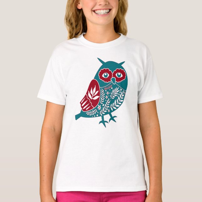 T-shirt Oiseau de Chouette Vintage bleue (Devant)