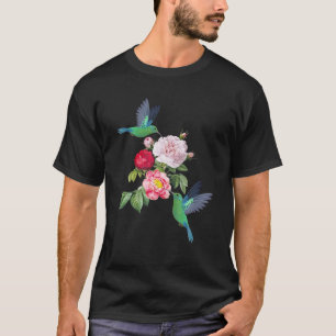 T-shirt Oiseau-de-colibri Arbre à fleurs Graphisme Amoure