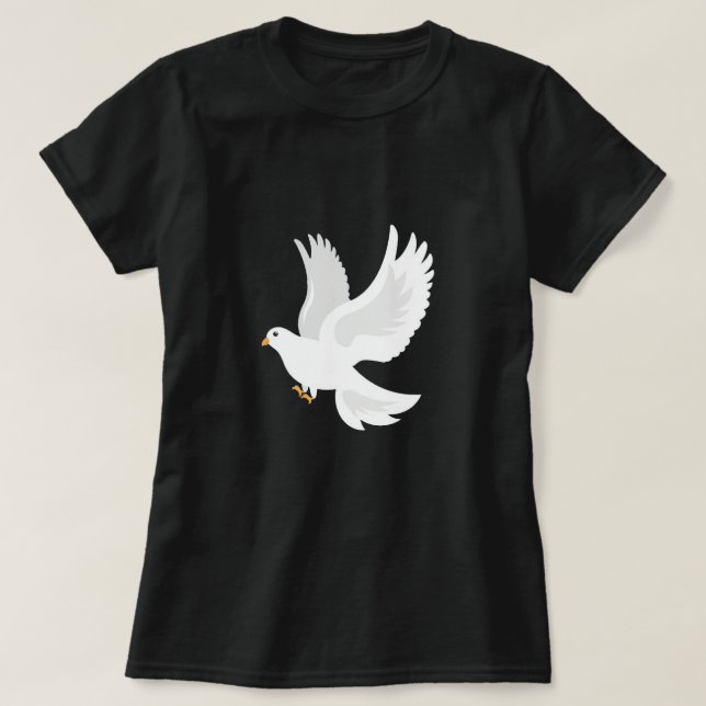 T-shirt Oiseau de colombe blanche sur gris (Design devant)