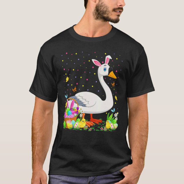 T-shirt Oiseau de cygne Chasse aux oeufs Bunny Swan dimanc (Devant)