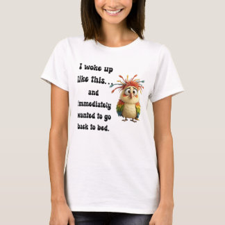 T-shirt Oiseau de Dessin Animé Emmêlé – Coloré