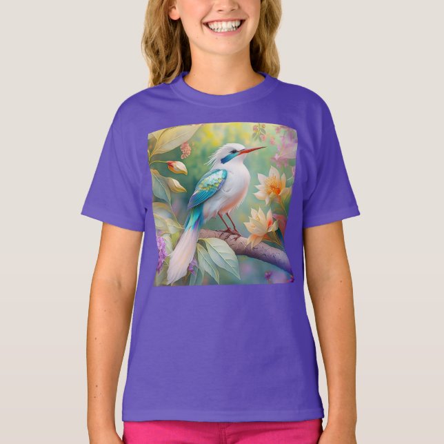 T-shirt Oiseau de fantaisie à aile de sarcelle iridescente (Devant)