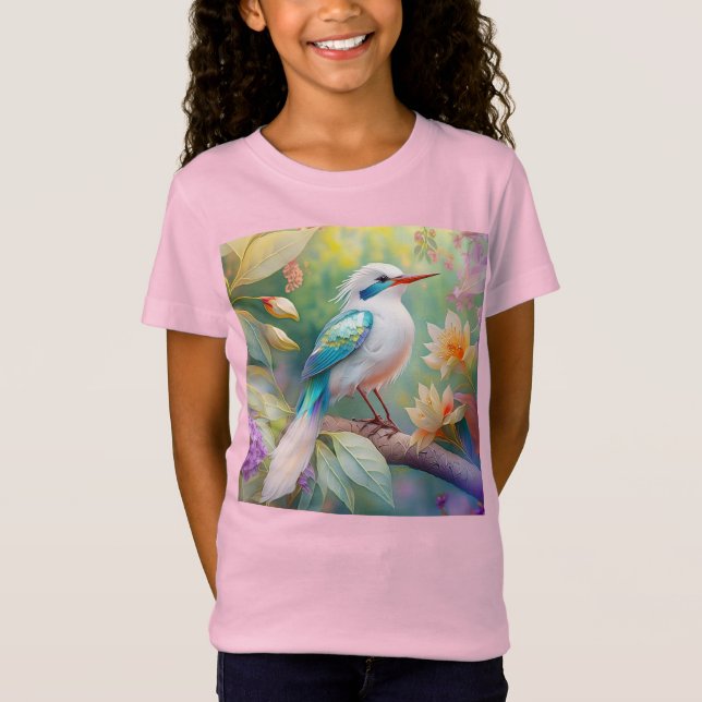 T-Shirt Oiseau de fantaisie à aile de sarcelle iridescente (Devant)
