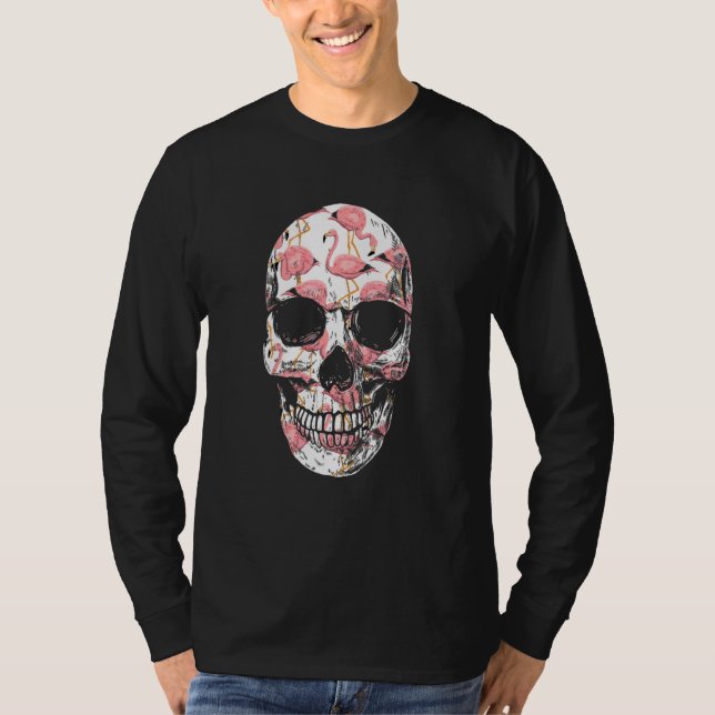 T-shirt Oiseau de gué Flamingoween Rose Flamant effrayant  (Devant)