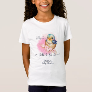 T-Shirt Oiseau de Kawaii Elégant Baby shower Floral Sis