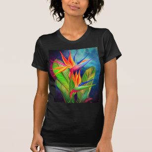 T-shirt Oiseau de la fleur du paradis - Peinture d'art ign