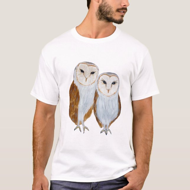 T-shirt Oiseau de la grange hibou adorent la peinture (Devant)
