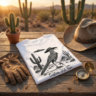 T-shirt Oiseau de la Route Vintage UFO Western Désert Cowb