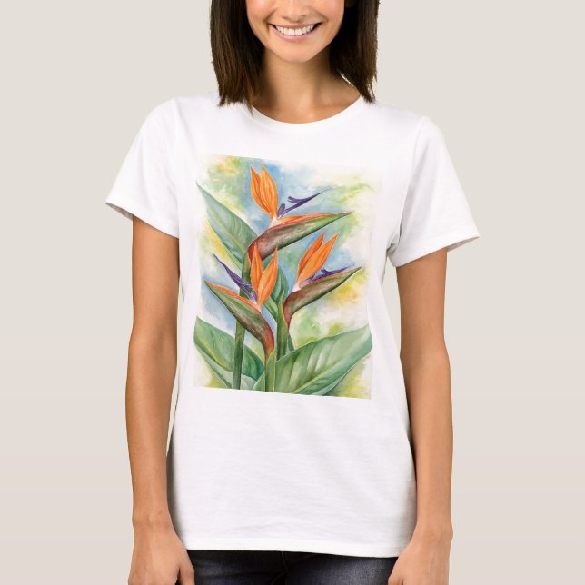 T-shirt Oiseau de l'art de fleur de paradis - multi (Devant)