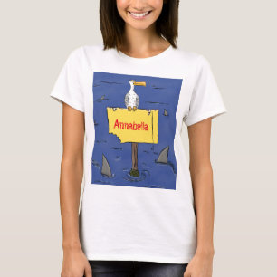 T-shirt Oiseau de mer amusant entouré de dessins animés de