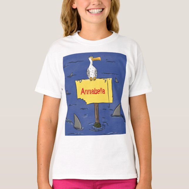 T-shirt Oiseau de mer amusant entouré de dessins animés de (Devant)