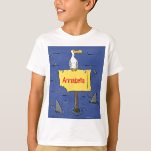 T-shirt Oiseau de mer amusant entouré de dessins animés de