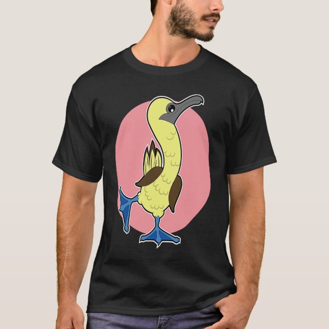 T-shirt Oiseau de mer dansant funky à pattes bleues (Devant)