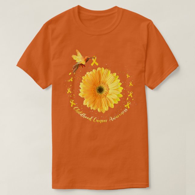 T-shirt Oiseau de mer Tournesol Jaune Cancer de l'enfance  (Design devant)